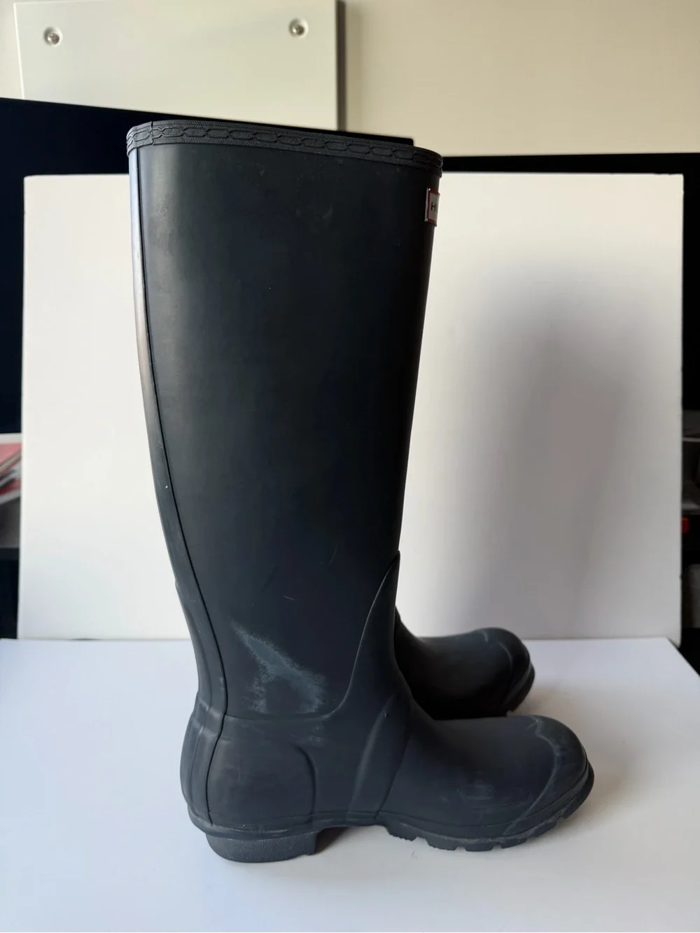 Hunter Boots Women’s 9 Original Tall Rubber Waterproof Casual Rain Navy Blue